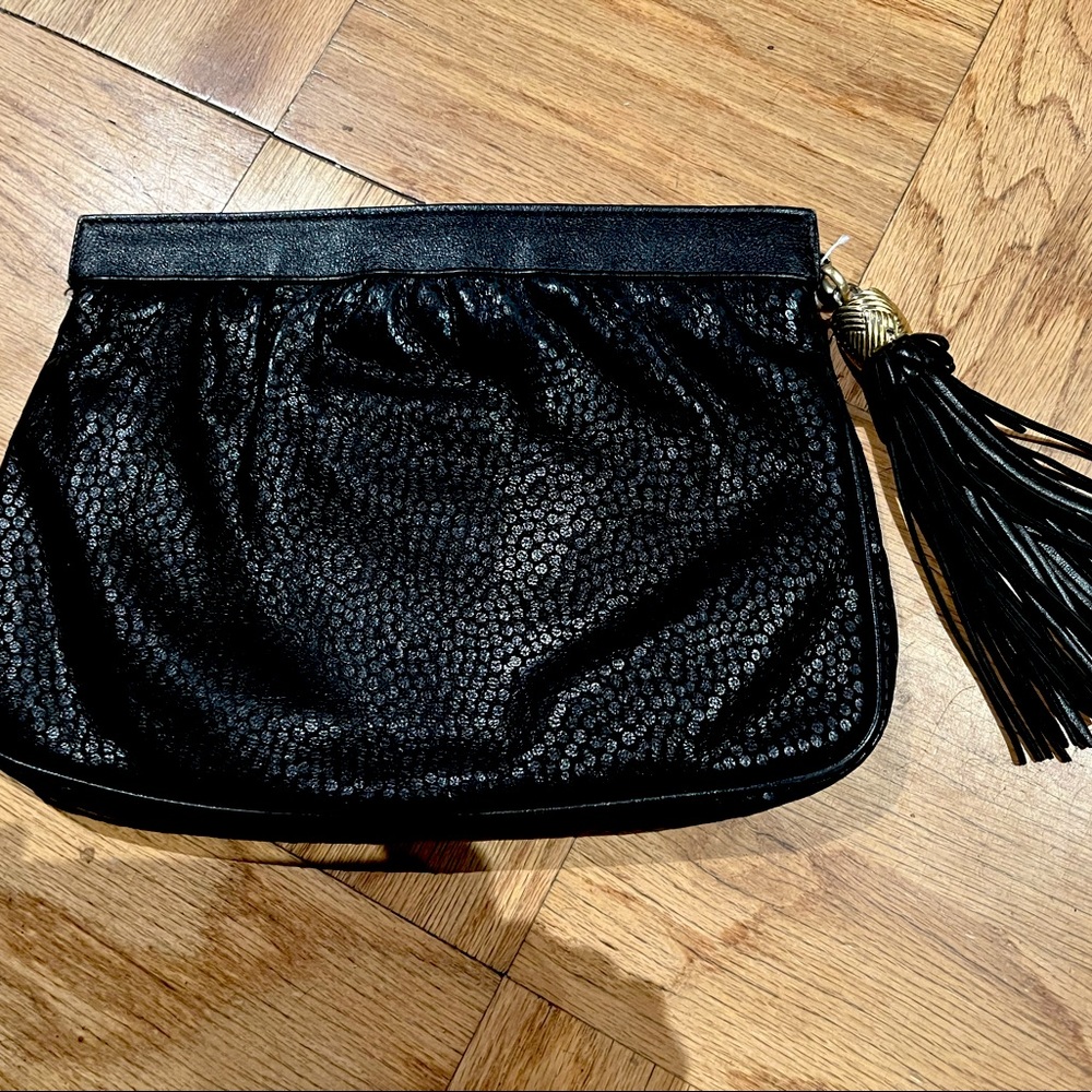 Beautiful Black textured leather clutch. 8x10